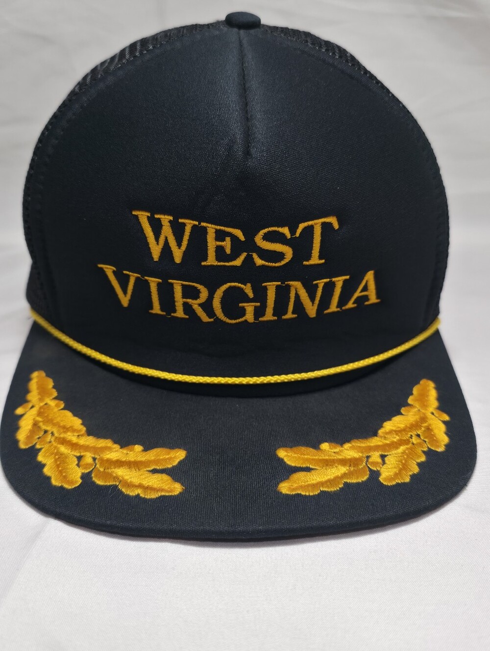West Virginia Embroidered Trucker Hat in Navy & Gold Rope Hat